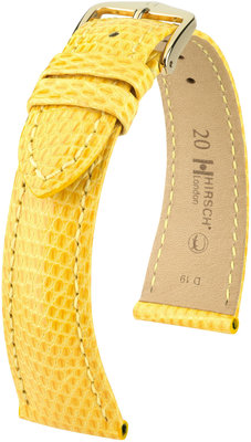 Kožený řemínek Hirsch London L 04366072-1, žlutý, ještěrčí kůže, délka L, Quick Release