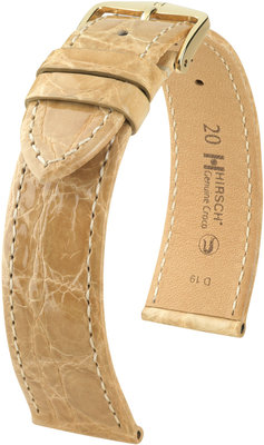 Kožený řemínek Hirsch Genuine Croco L 01808090-1, béžový, krokodýlí kůže, délka L, Quick Release