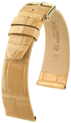 Kožený řemínek Hirsch Prestige L 02207090-1, béžový, aligátoří kůže, délka L, Quick Release