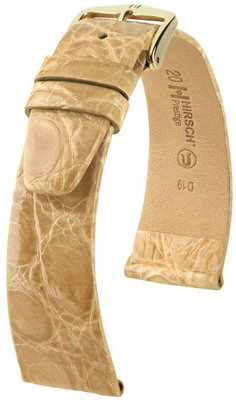 Kožený řemínek Hirsch Prestige L 02208090-1, béžový, krokodýlí kůže, délka L, Quick Release