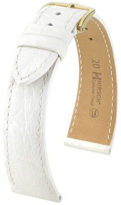 Kožený řemínek Hirsch Genuine Croco L 01808000-1, bílý, krokodýlí kůže, délka L, Quick Release