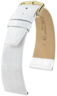 Kožený řemínek Hirsch Prestige L 02207000-1, bílý, aligátoří kůže, délka L, Quick Release