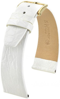 Kožený řemínek Hirsch Prestige L 02208000-1, bílý, krokodýlí kůže, délka L, Quick Release