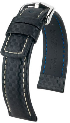 Kožený řemínek Hirsch Carbon XL 02592250-2, černý, teletina, délka XL, Quick Release