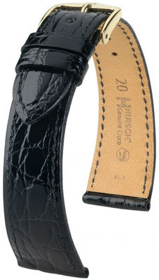 Kožený řemínek Hirsch Genuine Croco L 01808050-1, černý, krokodýlí kůže, délka L, Quick Release
