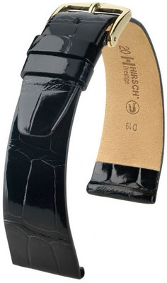 Kožený řemínek Hirsch Prestige L 02207050-1, černý, aligátoří kůže, délka L, Quick Release