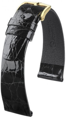 Kožený řemínek Hirsch Prestige L 02208050-1, černý, krokodýlí kůže, délka L, Quick Release