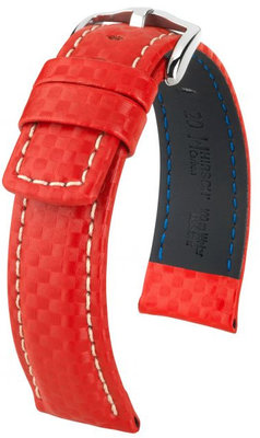 Kožený řemínek Hirsch Carbon L 02592020-2, červený, teletina, délka L, Quick Release