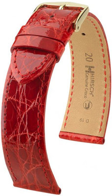 Kožený řemínek Hirsch Genuine Croco L 01808020-1, červený, krokodýlí kůže, délka L, Quick Release