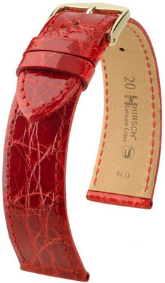 Kožený řemínek Hirsch Genuine Croco M 01808120-1, červený, krokodýlí kůže, délka M, Quick Release