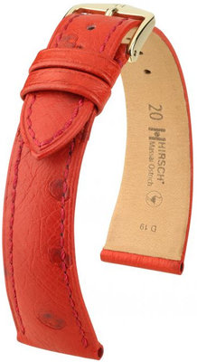 Kožený řemínek Hirsch Massai Ostrich L 04262020-1, červený, pštrosí kůže, délka L, Quick Release