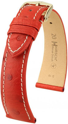 Kožený řemínek Hirsch Massai Ostrich L 04262021-1, červený, pštrosí kůže, délka L, Quick Release