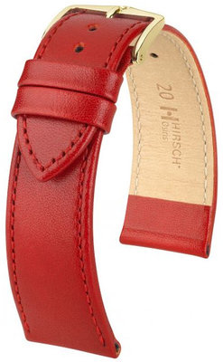 Kožený řemínek Hirsch Osiris M 03475120-1, červený, teletina, délka M, Quick Release