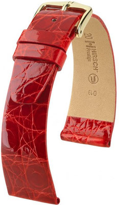 Kožený řemínek Hirsch Prestige L 02208020-1, červený, krokodýlí kůže, délka L, Quick Release