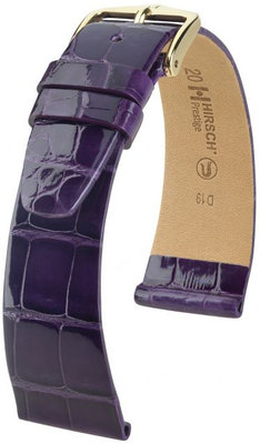 Kožený řemínek Hirsch Prestige L 02207084-1, fialový, aligátoří kůže, délka L, Quick Release