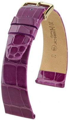 Kožený řemínek Hirsch Prestige L 02207087-1, fialový, aligátoří kůže, délka L, Quick Release