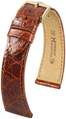 Kožený řemínek Hirsch Genuine Croco L 01808070-1, hnědý, krokodýlí kůže, délka L, Quick Release