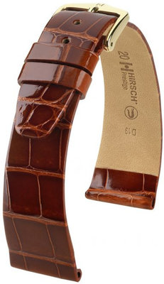 Kožený řemínek Hirsch Prestige L 02207070-1, hnědý, aligátoří kůže, délka L, Quick Release