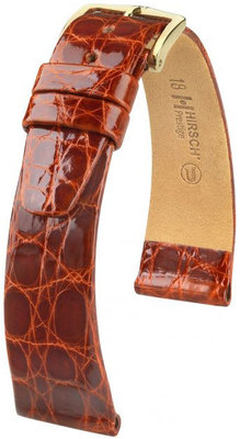 Kožený řemínek Hirsch Prestige L 02208070-1, hnědý, krokodýlí kůže, délka L, Quick Release