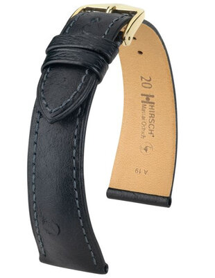 Kožený řemínek Hirsch Massai Ostrich L 04262050-1, černý, pštrosí kůže, délka L, Quick Release