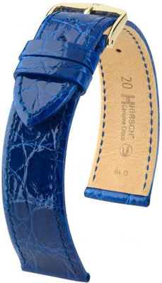 Kožený řemínek Hirsch Genuine Croco L 01808085-1, modrý, krokodýlí kůže, délka L, Quick Release