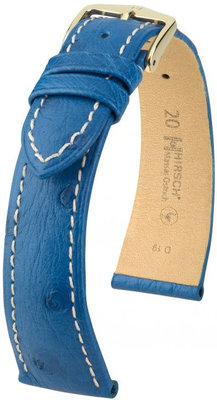 Kožený řemínek Hirsch Massai Ostrich L 04262084-1, modrý, pštrosí kůže, délka L, Quick Release