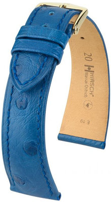 Kožený řemínek Hirsch Massai Ostrich L 04262085-1, modrý, pštrosí kůže, délka L, Quick Release