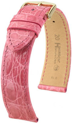 Kožený řemínek Hirsch Genuine Croco L 01808025-1, růžový, krokodýlí kůže, délka L, Quick Release