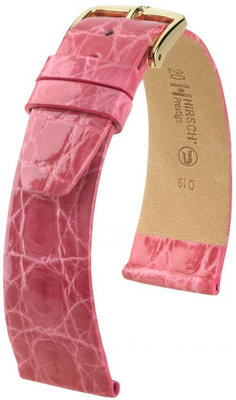 Kožený řemínek Hirsch Prestige L 02208025-1, růžový, krokodýlí kůže, délka L, Quick Release