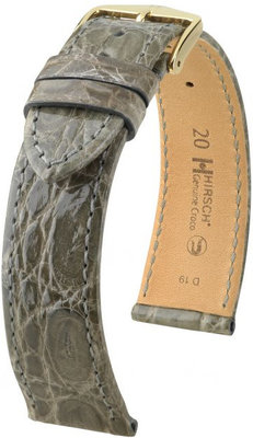 Kožený řemínek Hirsch Genuine Croco L 01808030-1, šedý, krokodýlí kůže, délka L, Quick Release
