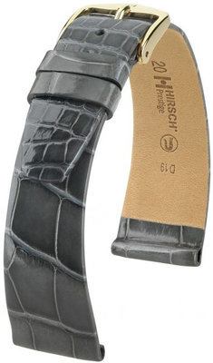 Kožený řemínek Hirsch Prestige L 02207030-1, šedý, aligátoří kůže, délka L, Quick Release