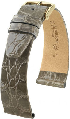 Kožený řemínek Hirsch Prestige L 02208030-1, šedý, krokodýlí kůže, délka L, Quick Release
