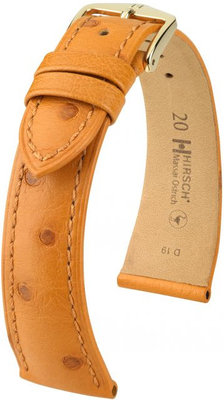 Kožený řemínek Hirsch Massai Ostrich L 04262075-1, hnědý, pštrosí kůže, délka L, Quick Release