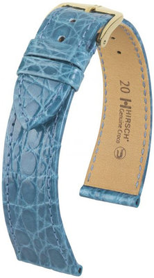 Kožený řemínek Hirsch Genuine Croco L 01808083-1, modrý, krokodýlí kůže, délka L, Quick Release