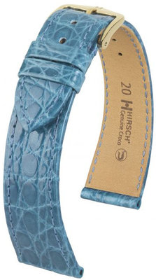 Kožený řemínek Hirsch Genuine Croco M 01808183-1, modrý, krokodýlí kůže, délka M, Quick Release