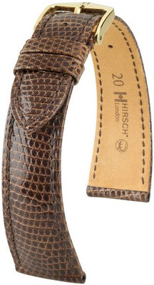 Kožený řemínek Hirsch London L 04266010-1, hnědý, ještěrčí kůže, délka L, Quick Release