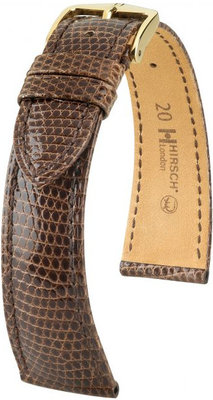 Kožený řemínek Hirsch London M 04266110-1, hnědý, ještěrčí kůže, délka M, Quick Release