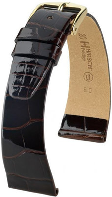 Kožený řemínek Hirsch Prestige L 02207010-1, hnědý, aligátoří kůže, délka L, Quick Release