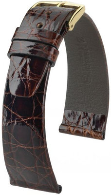 Kožený řemínek Hirsch Prestige L 02208010-1, hnědý, krokodýlí kůže, délka L, Quick Release