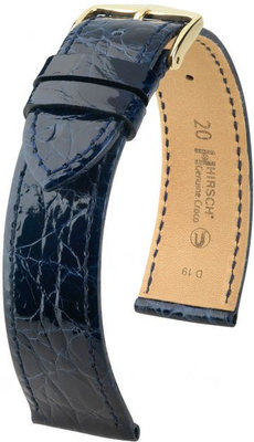 Kožený řemínek Hirsch Genuine Croco L 01808080-1, modrý, krokodýlí kůže, délka L, Quick Release