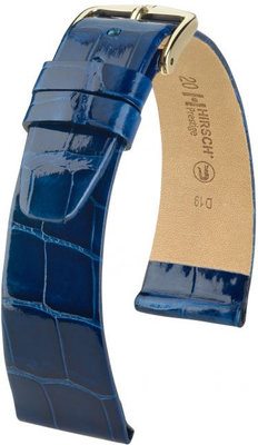 Kožený řemínek Hirsch Prestige L 02207080-1, modrý, aligátoří kůže, délka L, Quick Release