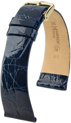 Kožený řemínek Hirsch Prestige L 02208080-1, modrý, krokodýlí kůže, délka L, Quick Release