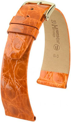 Kožený řemínek Hirsch Prestige L 02208076-1, oranžový, krokodýlí kůže, délka L, Quick Release