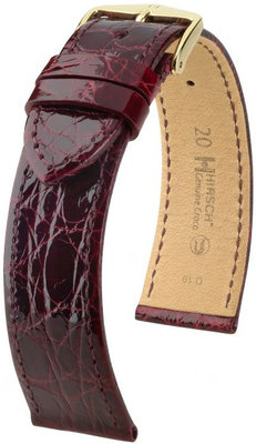 Kožený řemínek Hirsch Genuine Croco L 01808060-1, červený, krokodýlí kůže, délka L, Quick Release