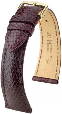 Kožený řemínek Hirsch London L 04266060-1, červený, ještěrčí kůže, délka L, Quick Release