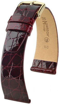 Kožený řemínek Hirsch Prestige L 02208060-1, červený, krokodýlí kůže, délka L, Quick Release