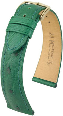 Kožený řemínek Hirsch Massai Ostrich L 04262040-1, zelený, pštrosí kůže, délka L, Quick Release