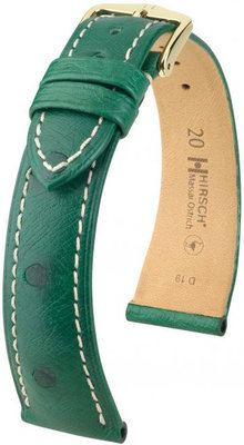 Kožený řemínek Hirsch Massai Ostrich L 04262041-1, zelený, pštrosí kůže, délka L, Quick Release