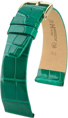 Kožený řemínek Hirsch Prestige L 02207040-1, zelený, aligátoří kůže, délka L, Quick Release