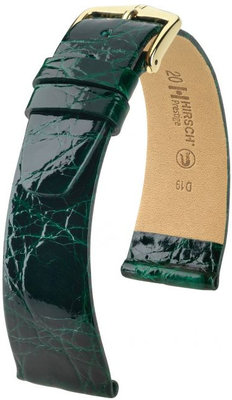 Kožený řemínek Hirsch Prestige L 02208040-1, zelený, krokodýlí kůže, délka L, Quick Release